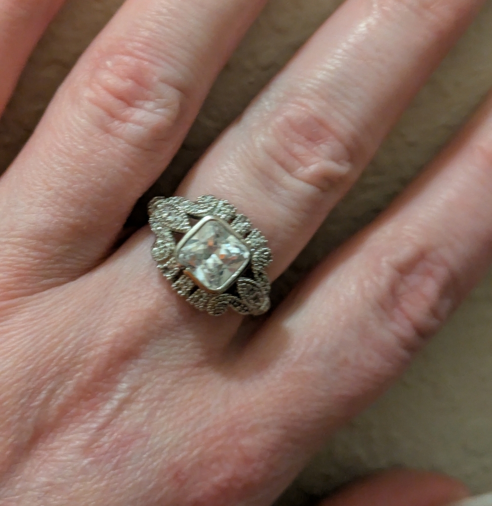 Elegant CZ Sterling Silver Victorian Inspired Women's Ring Sz 7